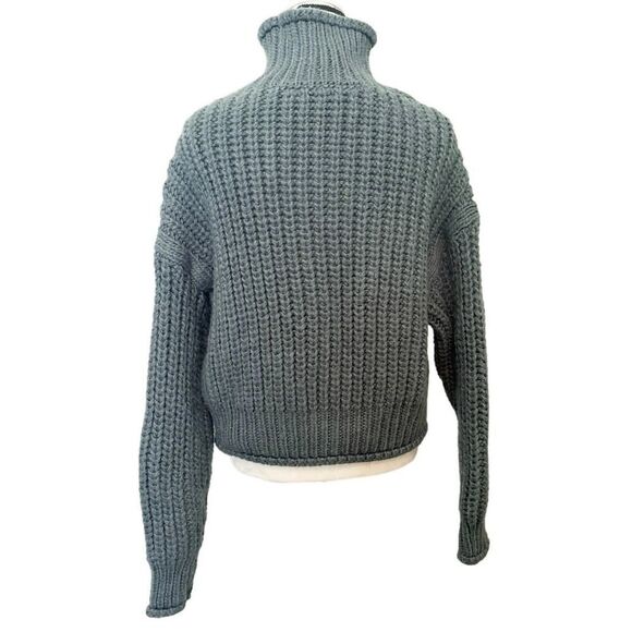 H&M Green Acrylic Long Sleeve Turtle Neck Chunky Knit Sweater Size XL - Picture 2 of 6